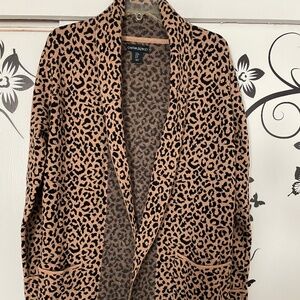 Cynthia Rowley Long Open Front Leopard Print Jacket  - Women's M
